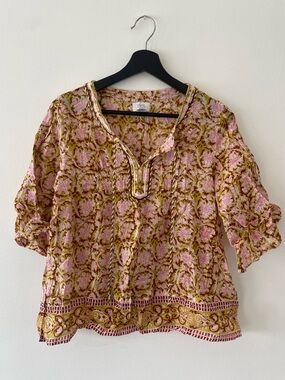 Sigrid Olsen 100% Cotton Boho Top Size S